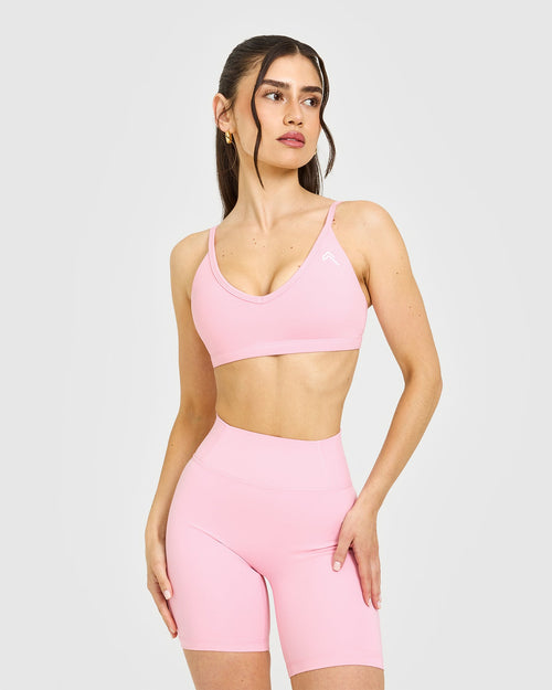 Oner Modal Timeless Strappy Bralette with White Logo | Petal Pink