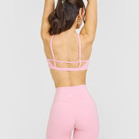 Timeless Strappy Bralette with White Logo | Petal Pink