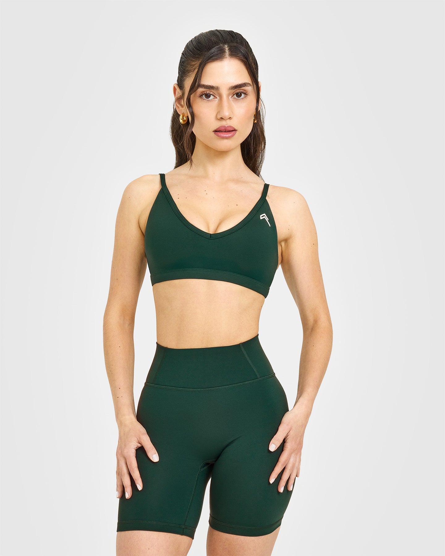 Timeless Strappy Bralette with White Logo | Racing Green