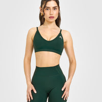 Timeless Strappy Bralette with White Logo | Racing Green