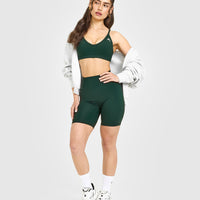 Timeless Strappy Bralette with White Logo | Racing Green