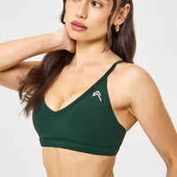 Timeless Strappy Bralette with White Logo | Racing Green
