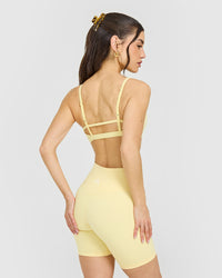 Timeless Strappy Bralette with White Logo | Sherbert Yellow