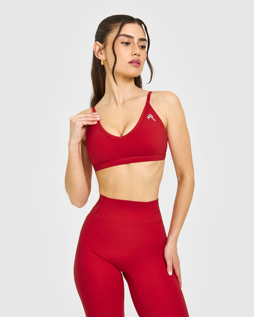 Oner Modal Timeless Strappy Bralette with White Logo | Toasted Red