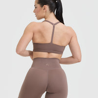 Timeless Square Neck Sports Bra | Cool Brown