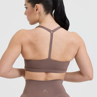 Timeless Square Neck Sports Bra | Cool Brown