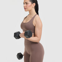 Timeless Square Neck Sports Bra | Cool Brown