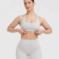 Timeless Square Neck Sports Bra | Light Grey