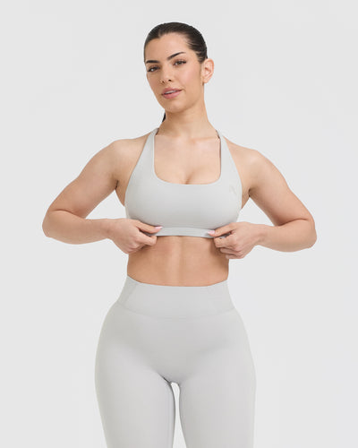 Timeless Square Neck Sports Bra | Light Grey