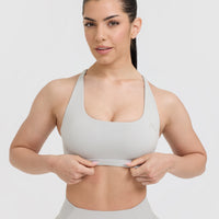 Timeless Square Neck Sports Bra | Light Grey