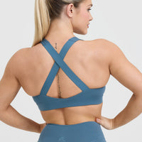 Timeless Wide Strap Sports Bra | Moonstone Blue