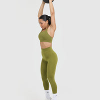 Timeless Wide Strap Sports Bra | Olive Green