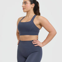 Timeless Wide Strap Sports Bra | True Blue