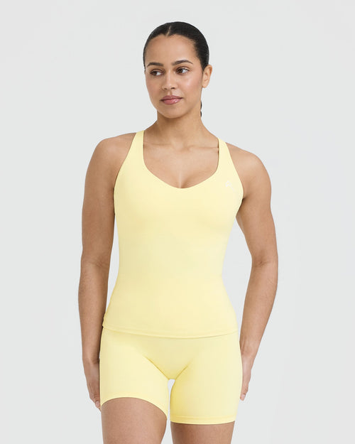 Oner Modal Unified V-Neck Cross Back Vest | Sherbert Yellow
