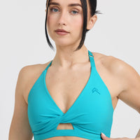 Unified Twist Sports Bra | Aqua Blue