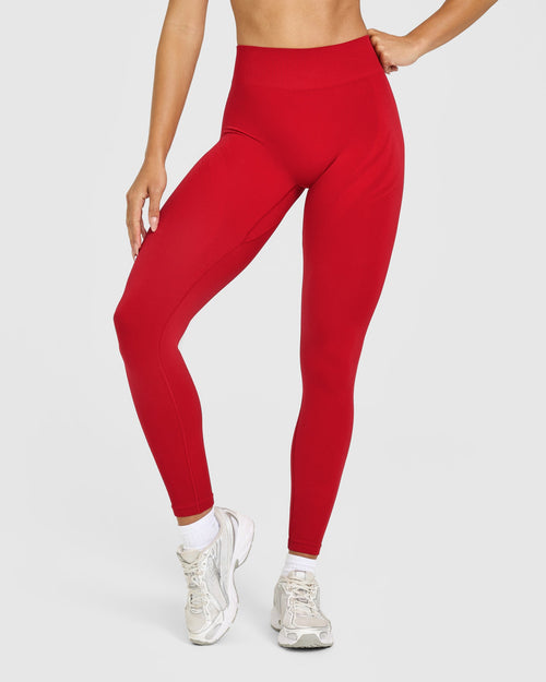 EnhanceLiftâ„¢ Seamless Leggings with White Logo | Light Toasted Red