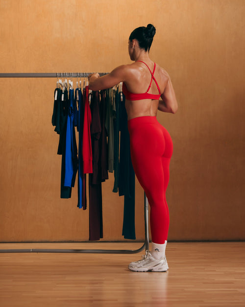 EnhanceLiftâ„¢ Seamless Leggings with White Logo | Light Toasted Red