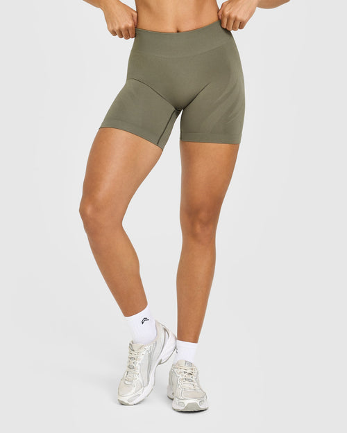 EnhanceLift™ Seamless Shorts with White Logo | Alpine Green