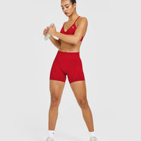 EnhanceLiftâ„¢ Seamless Shorts with White Logo | Light Toasted Red