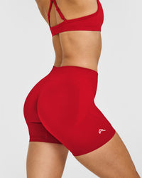 EnhanceLiftâ„¢ Seamless Shorts with White Logo | Light Toasted Red