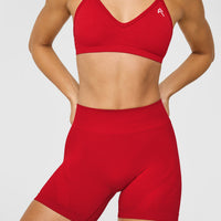 EnhanceLiftâ„¢ Seamless Shorts with White Logo | Light Toasted Red