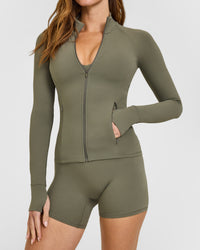 SoftMotionâ„¢ Jacket with White Logo | Alpine Green