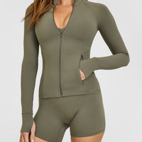 SoftMotionâ„¢ Jacket with White Logo | Alpine Green