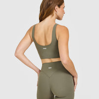 SoftMotion™ Longline Sports Bra with White Logo | Alpine Green