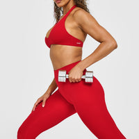 SoftMotion™ Minimal Halter Neck Bralette with White Logo | Light Toasted Red