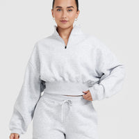 All Day Est 2020 Crop 1/4 Zip Sweatshirt | Light Grey Marl