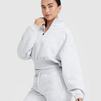 All Day Est 2020 Crop 1/4 Zip Sweatshirt | Light Grey Marl