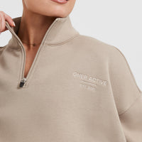 All Day Est 2020 Crop 1/4 Zip Sweatshirt | Sandstone