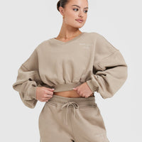All Day Est 2020 Crop V-Neck Sweatshirt | Sandstone