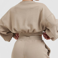 All Day Est 2020 Crop V-Neck Sweatshirt | Sandstone
