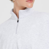 All Day Lightweight Crop 1/4 Zip Sweatshirt | Light Grey Marl