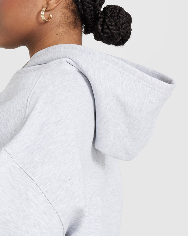 All Day Varsity Oversized Hoodie | Light Grey Marl