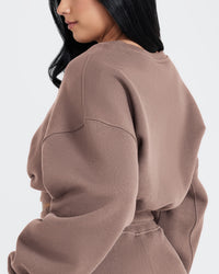 All Day Oversized V-Neck Sweatshirt | Cool Brown