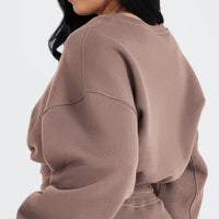 All Day Oversized V-Neck Sweatshirt | Cool Brown