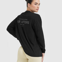 Classic Lifters Graphic Oversized Lightweight Long Sleeve Top | Black