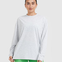 Classic Lifters Graphic Oversized Lightweight Long Sleeve Top | Light Grey Marl