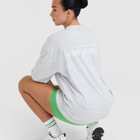 Classic Lifters Graphic Oversized Lightweight Long Sleeve Top | Light Grey Marl