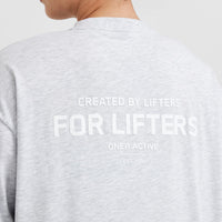 Classic Lifters Graphic Oversized Lightweight Long Sleeve Top | Light Grey Marl