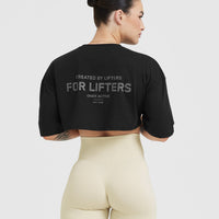 Classic Lifters Graphic Relaxed Crop Lightweight T-Shirt | Black