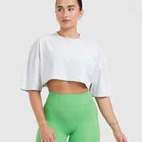 Classic Lifters Graphic Relaxed Crop Lightweight T-Shirt | Light Grey Marl