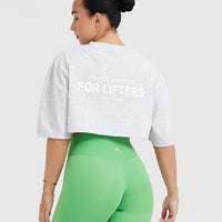 Classic Lifters Graphic Relaxed Crop Lightweight T-Shirt | Light Grey Marl