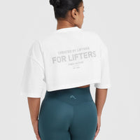 Classic Lifters Graphic Relaxed Crop Lightweight T-Shirt | White
