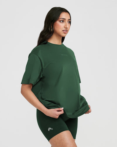 Classic Mirror Graphic Oversized T-Shirt | Washed Evergreen
