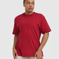 Classic Mirror Graphic Oversized T-Shirt | Washed Red Wine