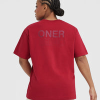 Classic Mirror Graphic Oversized T-Shirt | Washed Red Wine
