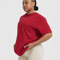 Classic Mirror Graphic Oversized T-Shirt | Washed Red Wine